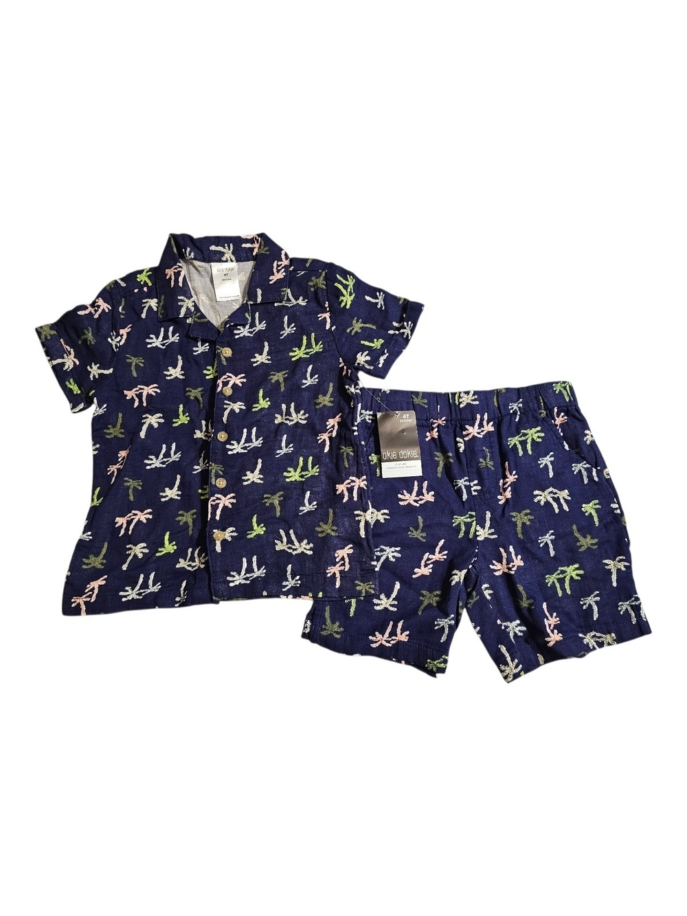 Oeko Tex Navy Palm-Print Short  Set for Kids
